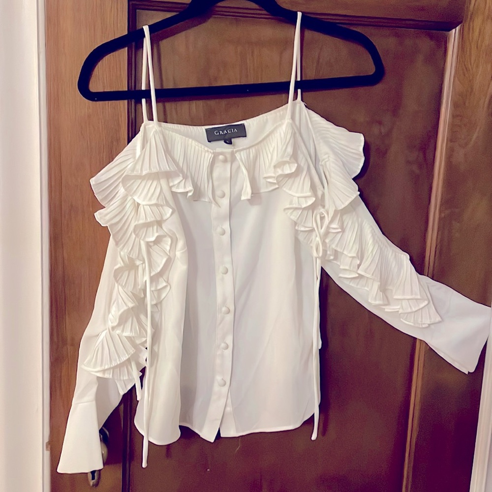 Ruffled white Gracia Blouse